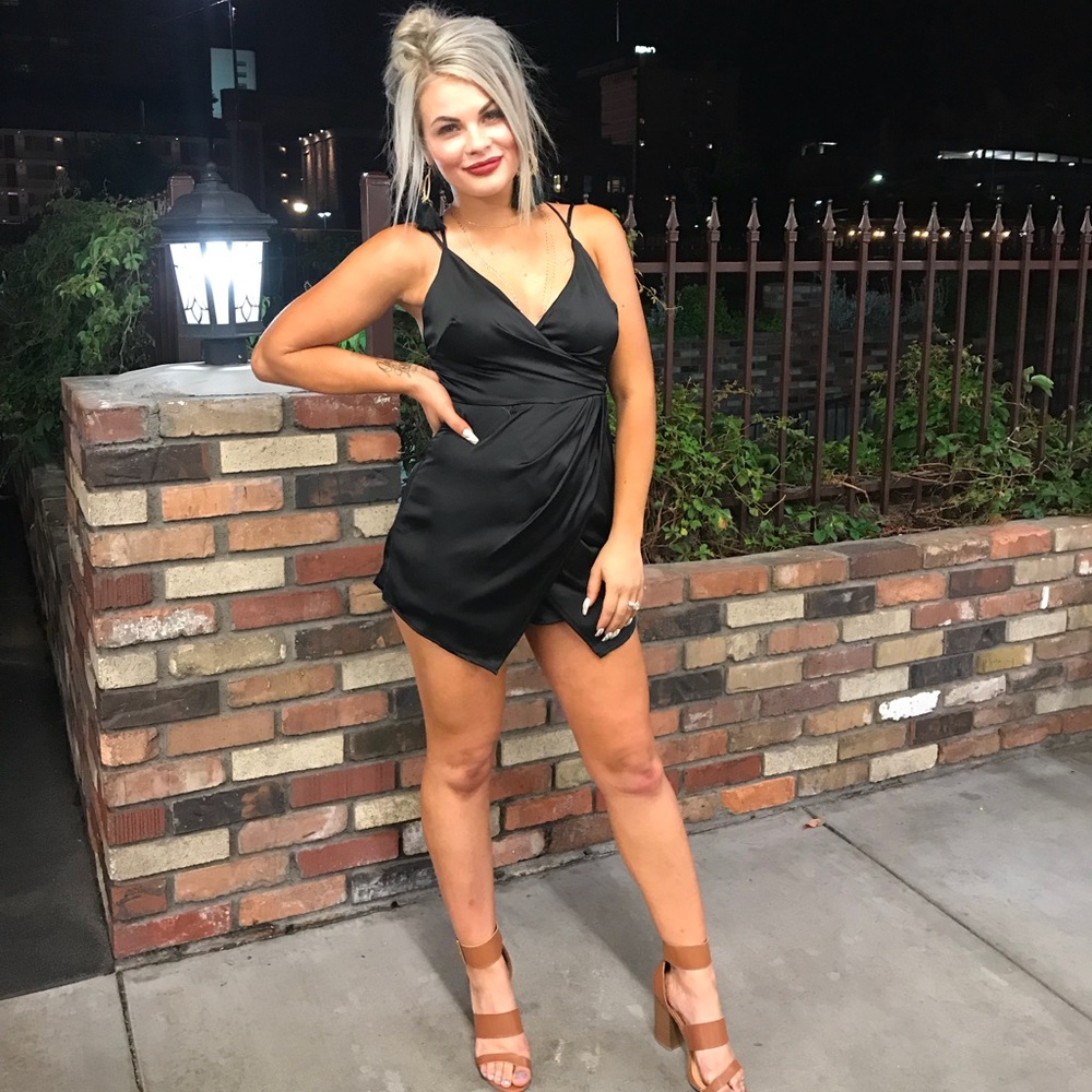 Black silk Romper